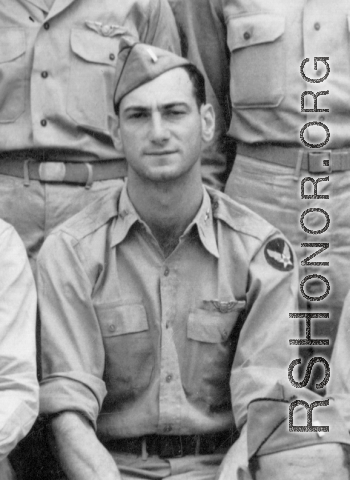 Lt. Herbert Akelman is second row from bottom, third in from the right (thanks A. Akelman). Lt. Akelman was a pilot with service in the CBI with over 100 missions flown.
