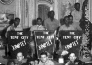 "The Tent City Jumptet" orchestra at the ARC club in Calcutta, during WWII.