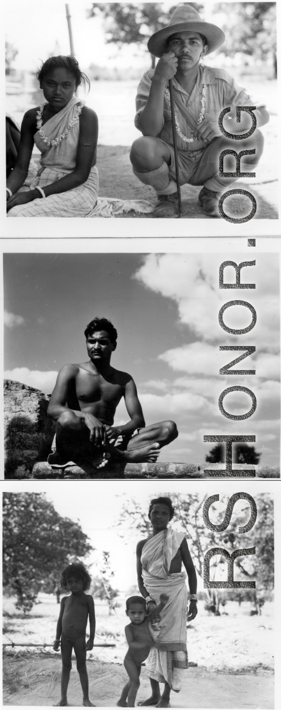 Local people.  Scenes in India witnessed by American GIs during WWII. For many Americans of that era, with their limited experience traveling, the everyday sights and sounds overseas were new, intriguing, and photo worthy.