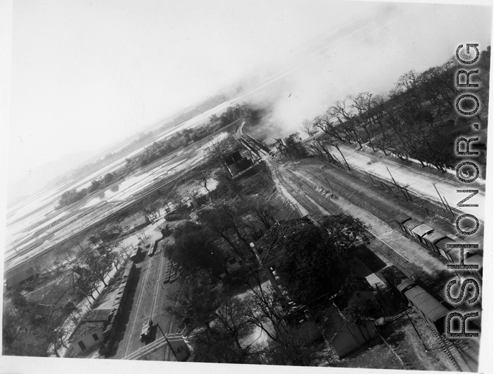 Bombing on Phu Lang Thuong railway bridge over the Thuong River at Bắc Giang City in French Indochina (Vietnam), during WWII. In northern Vietnam, and along a critical rail route used by the Japanese.  Coordinates:  21°16'32.69"N 106°11'9.28"E