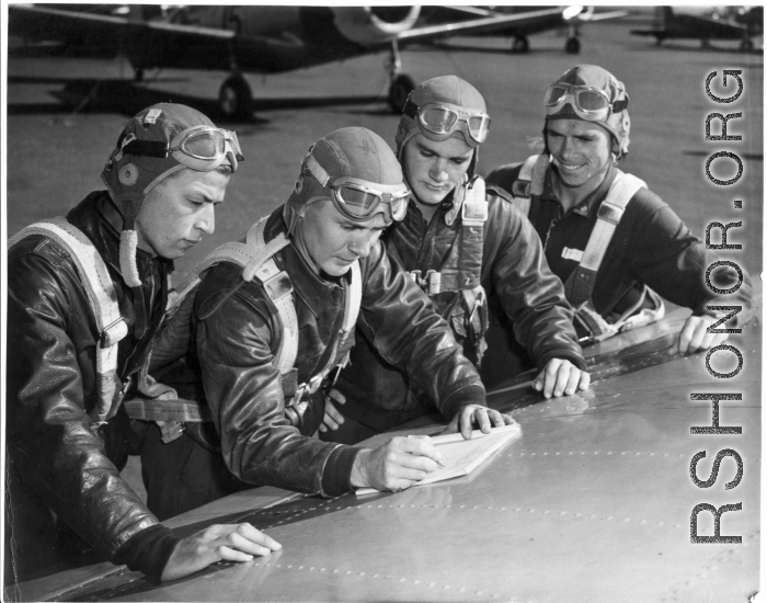 American pilot cadets in training. Stan Mamlock on far left.