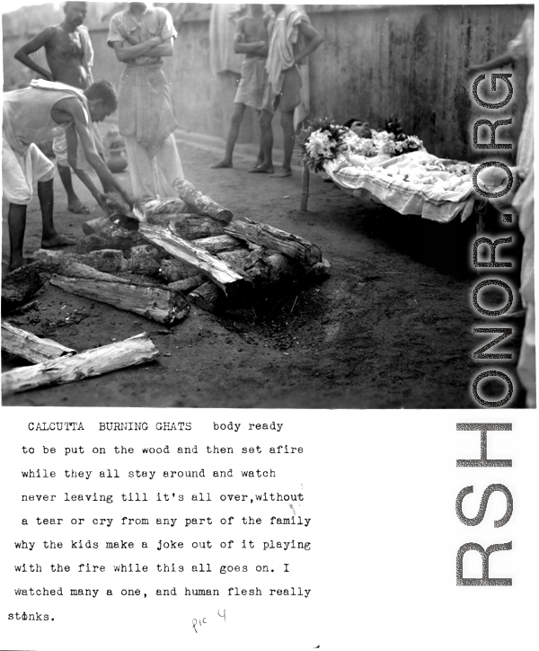 Burning ghats at Calcutta during WWII.