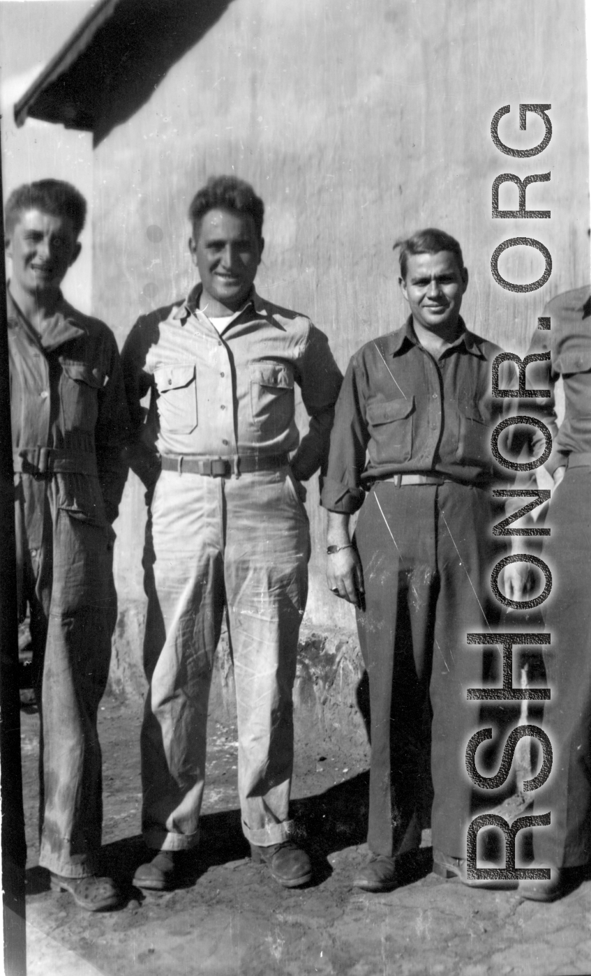 Joe Wiley, unknown, Marlin Reese probably at an American base in Guilin, China.