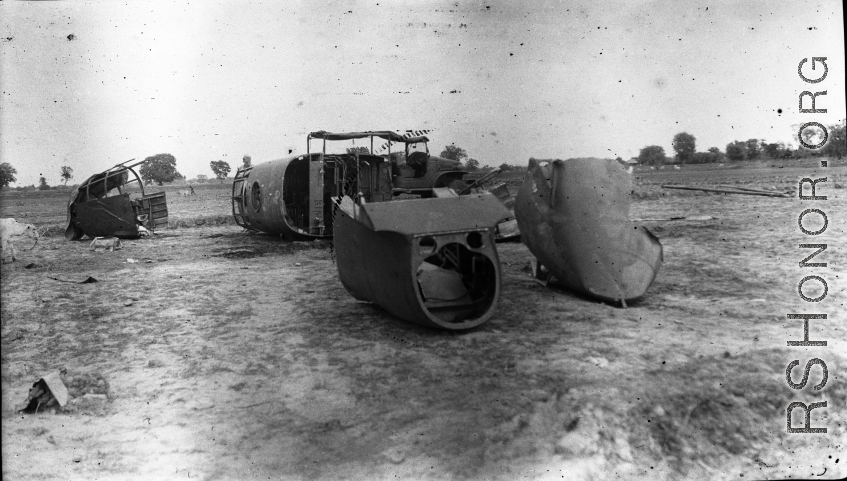 Segments of a B-25 Mitchell fuselage in the CBI during WWII.