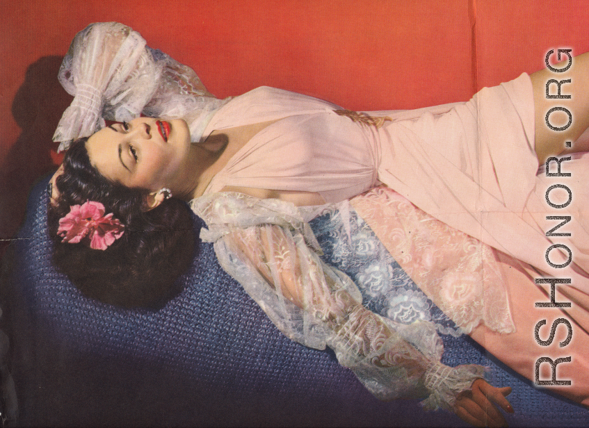 WWII era pin up girl in repose, collected by Lt. Irving DeGon.