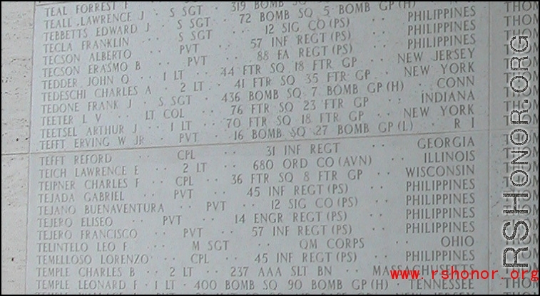 The soldiers on this wall is from The Manila American Cemetery and Memorial, this section of the wall is called the "Tablets of the Missing." The "Tablets" display 36,285 American names that were missing in action or buried at sea from battles in this region during World War II.