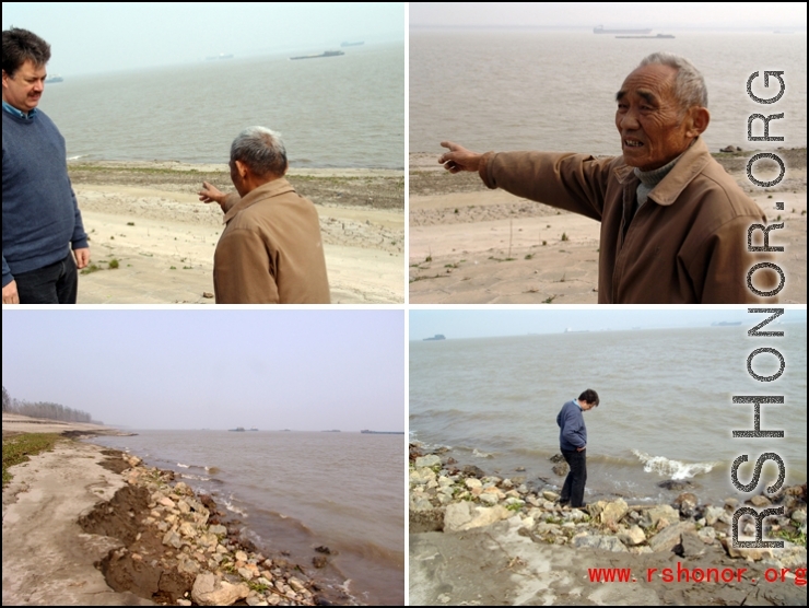 At the actual crash site at the bank of the Yangtze (Changjiang) river, in Anhui province on November 10, 2007, near Liuhe village, Wangjiang county.