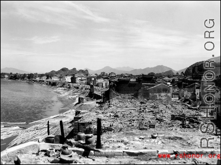 A WWII Guilin destroyed with fire by the allies before the Japanese advance in the fall of 1944.