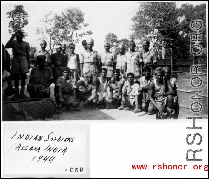 Indian soldiers in Assam, India, during WWII, 1944.