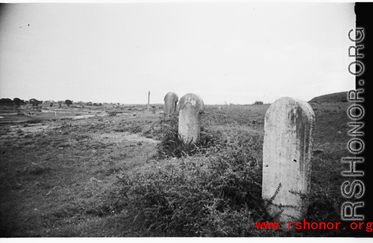 Tombstone around the Luliang air base area in China during WWII.
