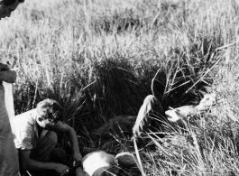 A medic tending to an victims of the bomb mishap.