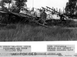 Destroyed P-51 fighter at Liuzhou during WWII, after Japanese retreat.