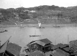 Boats on a river in China. Edward Gable served in northern China.