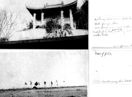 Hot spring resort hotel about 30 miles from Kunming, and farming fields near Kunming. 1945.