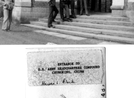 Entrance to U. S. Army Headquarters Compound, Chongqing (Chungking), China.