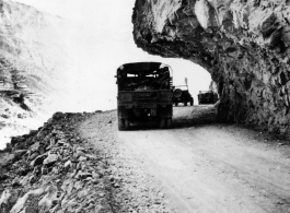 Convoy with Chinese troops in Salween Gorge, January 30, 1945.   US Army Photo.