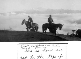 GIs horse ride from Darjeeling Rest Camp, with Everest in the background. During WWII.