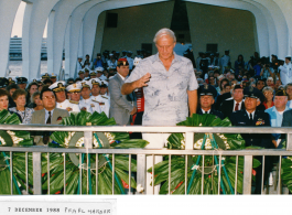 Lt. Gen. Thomas Rienzi present at Arizona Memorial on behalf of CBIVA, December 7, 1988.