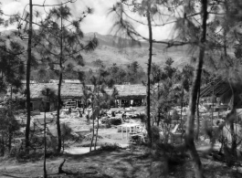 A lumber mill with carpenters furiously building items for use at the American base, at Yangkai, in Yunnan province, China.  From the collection of Eugene T. Wozniak.