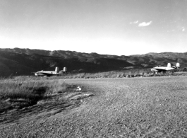 B-25s parked in the CBI, during WWII, most likely in Yunnan Province, China.