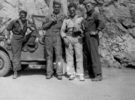 "Wiley, Wozniak, Taurisano, and Springer on a convoy to Kwelin (Guilin), China."