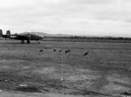 An American B-25 bomber at Yangkai, Yunnan province, in the CBI.