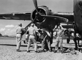 Turning the engine on a B-25 at either Liuzhou or Guilin.  From the collection of Hal Geer.