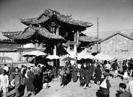 Busy street in Guilin, Guangxi province, China, in 1944.