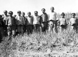 "A collection of children from several villages south of Yangkai picked up on a hike. Taking their picture was one way of having them go home.  Just before Nash & the mounds, Spring 1945."  From the collection of Frank Bates.