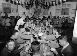 A banquet of Chinese officers (and a few American officers) at rally.