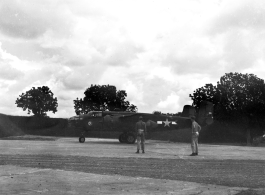 An American B-25 bomber at Yangkai, Yunnan province, in the CBI.