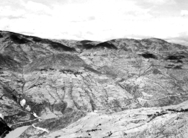 Burma Road and Salween River, in far western Yunnan province, during WWII. Note bridge in lower left corner.