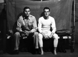 View inside barracks for two GIs in Yunnan, China, during WWII.