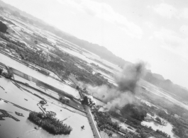 Bombing of Ninh-Bình railway bridge in French Indochina (Vietnam), during WWII. Ninh Bình is a small city in the Red River Delta of northern Vietnam, and along a critical rail route used by the Japanese.  Coordinates: 20°15'39.7"N 105°59'06.3"E