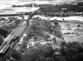 Bombing on Phu Lang Thuong railway bridge over the Thuong River at Bắc Giang City in French Indochina (Vietnam), during WWII. In northern Vietnam, and along a critical rail route used by the Japanese.  Coordinates:  21°16'32.69"N 106°11'9.28"E