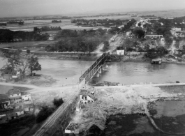 Bombing on Phu Lang Thuong railway bridge over the Thuong River at Bắc Giang City in French Indochina (Vietnam), during WWII. In northern Vietnam, and along a critical rail route used by the Japanese.  Coordinates:  21°16'32.69"N 106°11'9.28"E