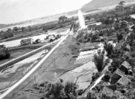 Bombing of Đò Lèn Bridge in Hà Trung Town in French Indochina (Vietnam), during WWII. In northern Vietnam, and along a critical rail route used by the Japanese.