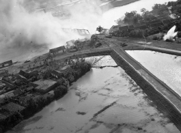 Bombing of Đò Lèn Bridge in Hà Trung Town in French Indochina (Vietnam), during WWII. In northern Vietnam, and along a critical rail route used by the Japanese.