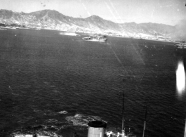 American planes bomb Japanese military shipping in occupied Hong Kong harbor, during WWII.