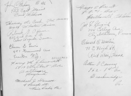 The wartime notebook of S/Sgt. Tom L. Grady. In his notebook, as a talented and curious young artist while in the CBI, he recorded scenes and vignettes that he saw in his life. He also recorded names and contact info for the people he met.  List of acquaintances.