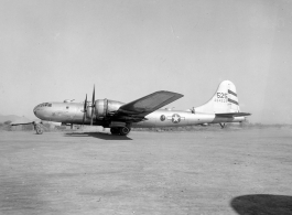 The B-29 bomber "Mary K"  Aircraft in Burma near the 797th Engineer Forestry Company.  During WWII.