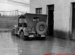 An American Jeep in deep rainwater in the CBI.