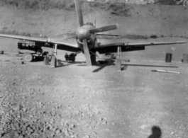 P-51 fighter at American base in Guangxi, China, during WWII.