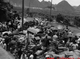 Chinese refugees at the train station in Liuzhou during WWII, in the fall of 1944, as the Japanese advanced during the Ichigo campaign.