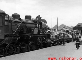 A refugee train at Liuzhou, Guangxi province, China, during the Japanese Ichigo campaign. During WWII.