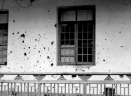 Blast damage to a building in the CBI during WWII.