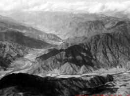 Rough mountains that flyers passed over in the CBI during WWII.