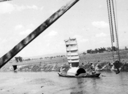 Boat on a canal in Yunnan province, China, during WWII.