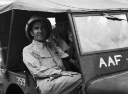 Americans in a jeep, China, during WWII.