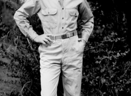 An American serviceman in the CBI.  From the collection of Wozniak, combat photographer for the 491st Bomb Squadron, in the CBI.